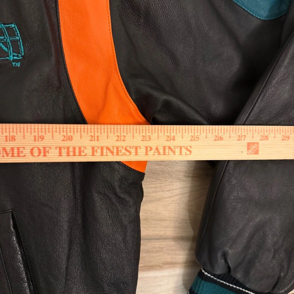 Vintage G-III Carl Banks Miami‎ Dolphins Leather Varsity Jacket Mens L Black NFL